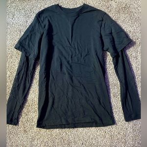 Black T-Shirt w/ Black Fishnet Sleeves